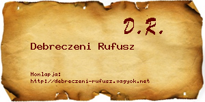 Debreczeni Rufusz névjegykártya